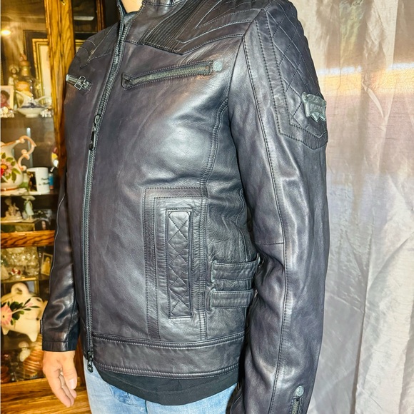 Affliction leather jacket LIMITED EDITION BLACK SZ S - Picture 4 of 11